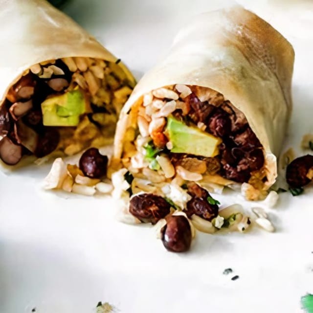 Kids Rice, Black Beans, and Cheese Burrito.